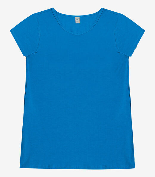 Blusa Básica Alongada Feminina Rovitex Azul