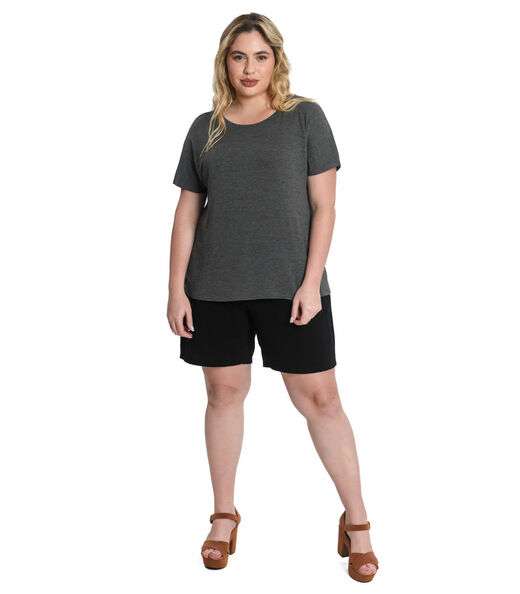 Blusa Feminina Plus Size Visco Tricot Secret Glam Cinza