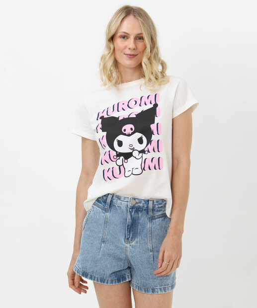 Image_Blusa Feminina Estampa Frontal Kuromi Sanrio Off White