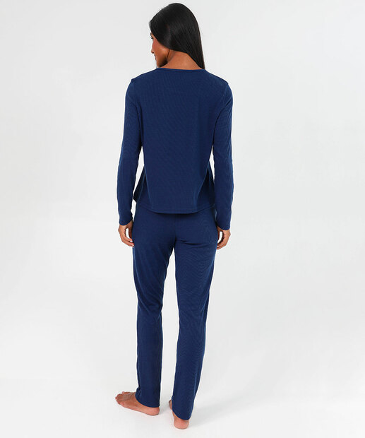 Pijama Feminino Longo Azul-Marinho Marisa