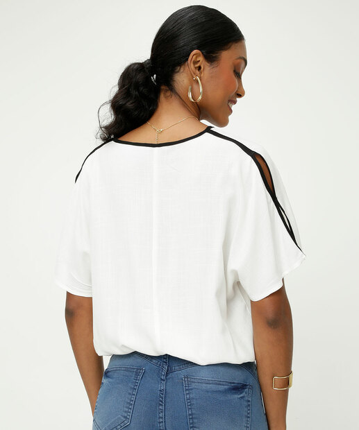 Blusa Feminina Recorte Manga Curta Marisa