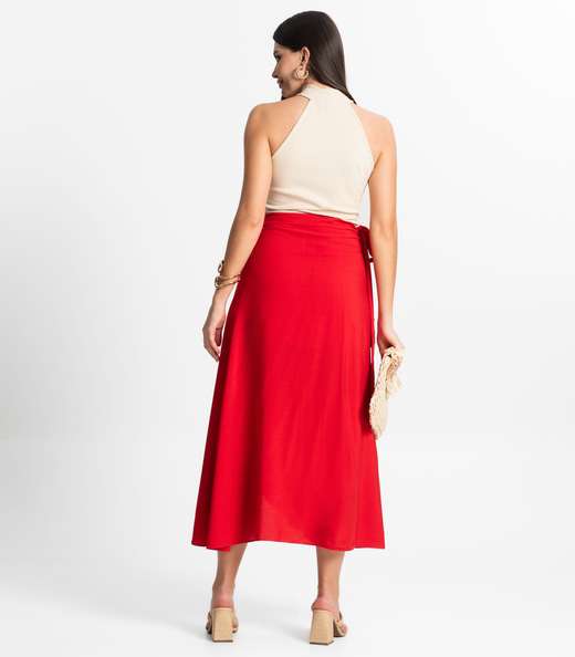 Saia Midi Amarração Envelope Select Vermelho