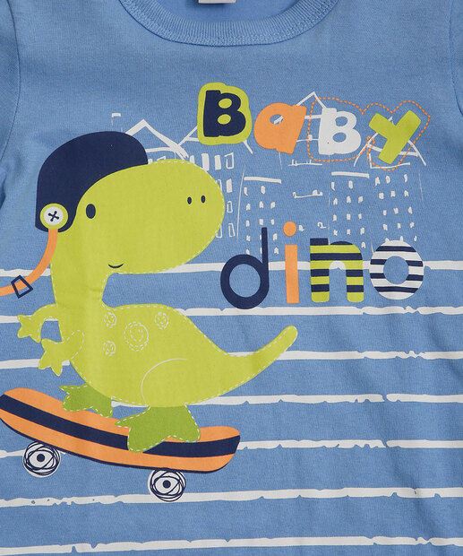 Camiseta Infantil Dinossauro Manga Longa MR Tam 1 a 4