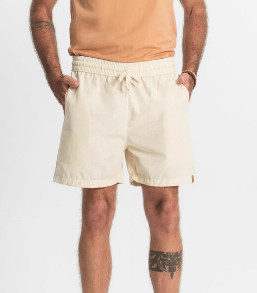 Bermuda Masculina Sarja Elástico E Bolsos Shift Bege