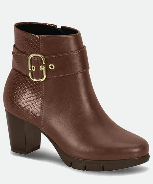 Bota Feminina Cano Curto Salto Grosso Croco Modare 