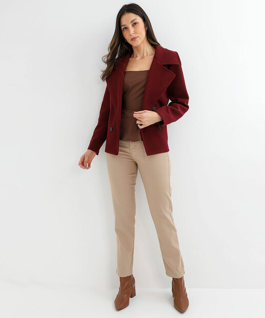 Casaco Feminino Polivelour Botões Marisa Vinho