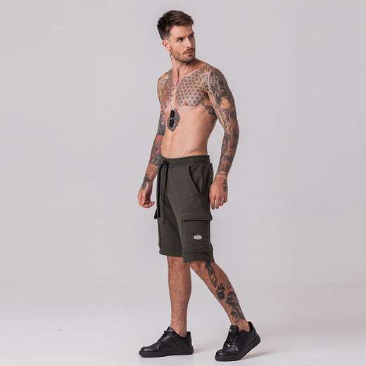 Bermuda Jogger Cargo Masculina em Moletom Rock e Soda