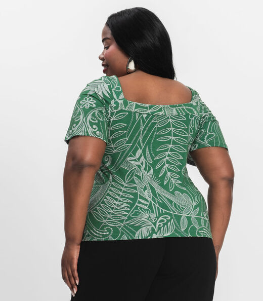Blusa Manga Curta Plus Size Secret Glam Verde