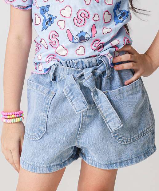Short Infantil Jeans Clochard Bolsos Tam 4 a 10 Azul