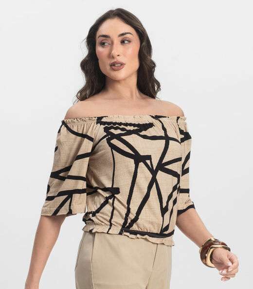 Blusa Feminina Ciganinha Infinita Cor Marrom