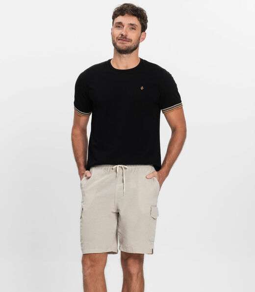 Image_Bermuda Masculina Sarja Cargo Com Elástico Shift Bege