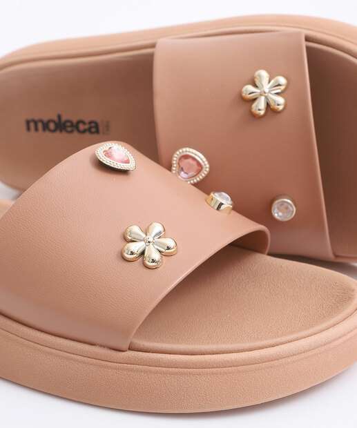 Chinelo Feminino Slide Moleca Bege