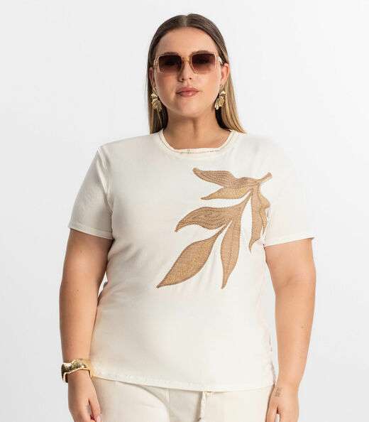Blusa Feminina Plus Size Secret Glam Bege