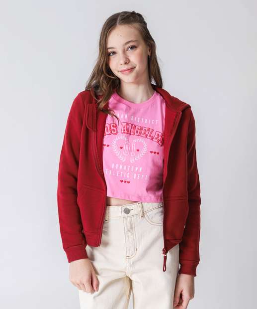 Image_Casaco Infantil Moletom Flanelado Marisa Tam 10 a 16 Vermelho