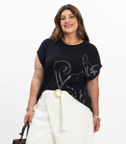 Image_Camiseta Feminina Plus Size Secret Glam Preto