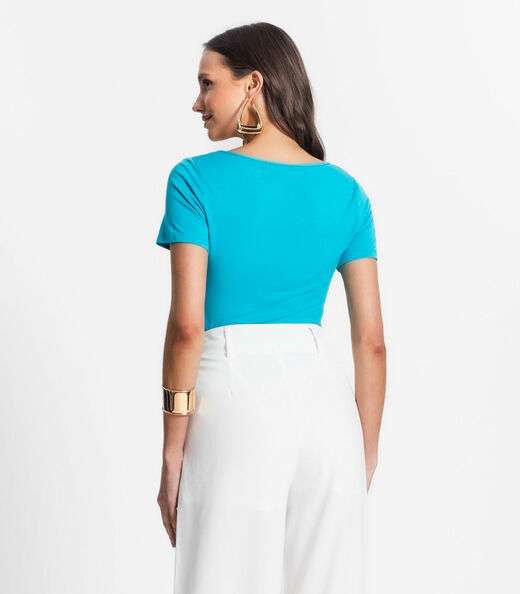 Blusa De Viscotorcion Decote Feminino Endless Azul