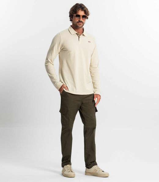 Polo Manga Longa Masculina Diametro Bege