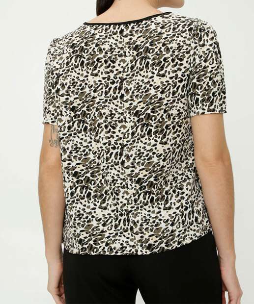 Blusa Feminina Animal Print Manga Curta Marisa