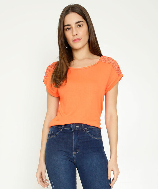 Blusa Feminina Decote Redondo Manga Curta 