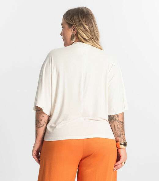 Blusa Feminina Manga Curta Secret Glam Bege