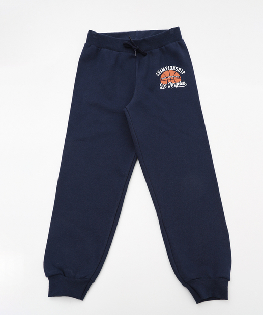 Calça Infantil Jogger Moletom Esporte Marisa Tam 4 a 10 Azul