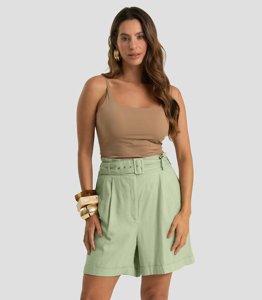 Image_Shorts Feminino Com Cinto Viscolinho Dianna Verde
