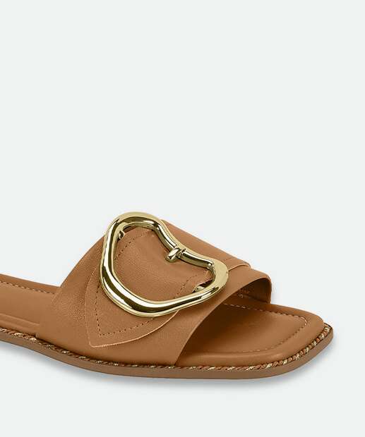 Rasteirinha Feminina Metalizada Beira Rio Marrom