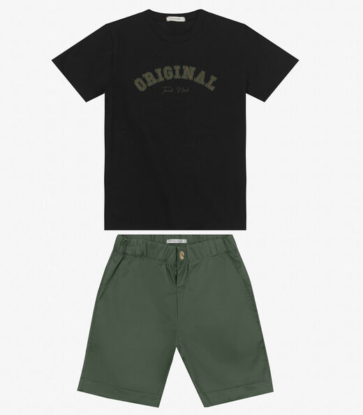 Conjunto Masculino Camiseta com Bermuda Trick Nick Preto