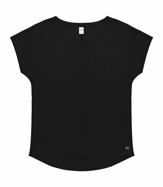 Blusa Feminina Ribana Canelada Básica Rovitex Preto