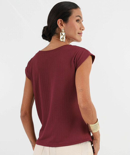 Blusa Feminina Transpassada Canelada Marisa Vinho
