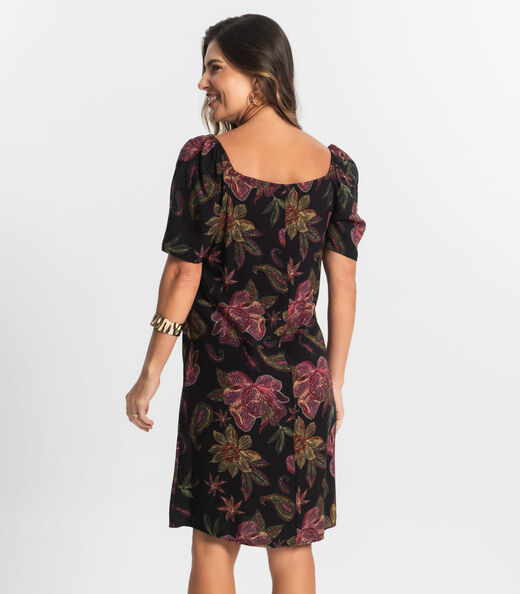 Vestido Feminino Estampado Select Preto
