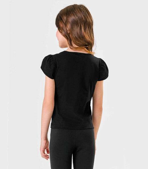 Blusa Meia Malha Estampa Laço Trick Nick Preto
