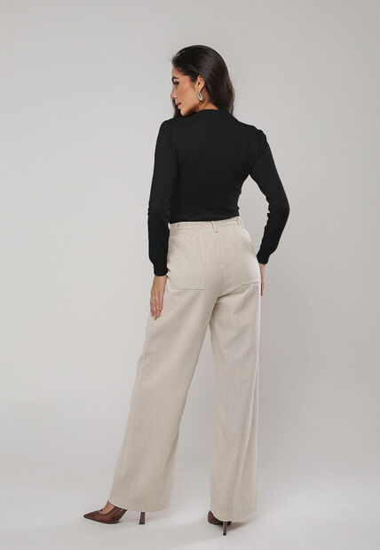 Blusa de Tricot Com Tramas Texturizada Preto Salvatore