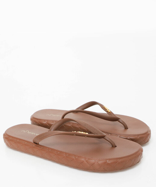 Chinelo Feminino Tiras Textura Meleve Marrom