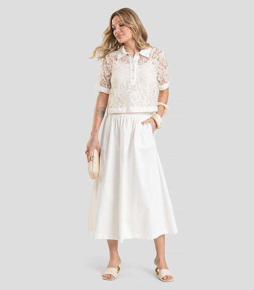 Conjunto Camisa com Blusa de Alça Feminina Dianna Bege