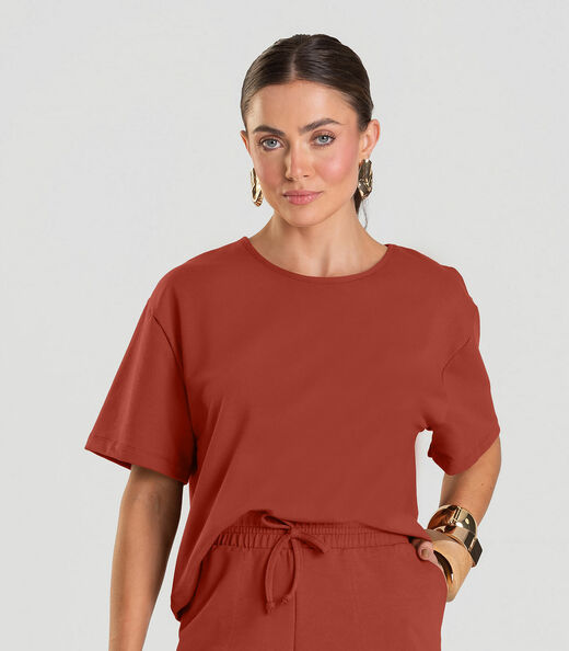 Conjunto Feminino Blusa Com Shorts Dianna Laranja