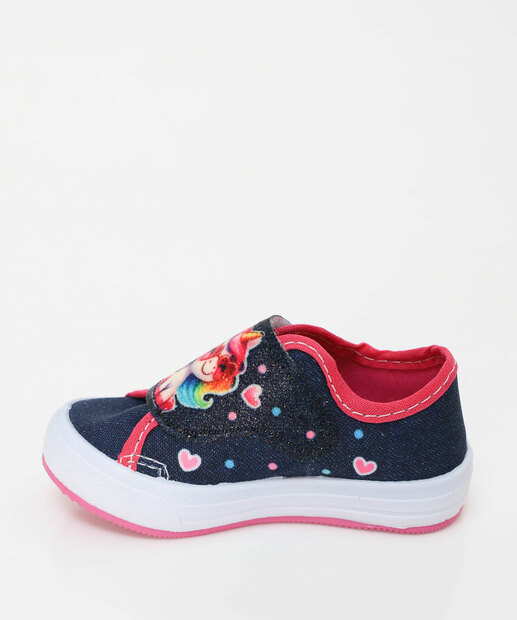 Tênis Infantil Casual Jeans Únicornio Velcro Azul