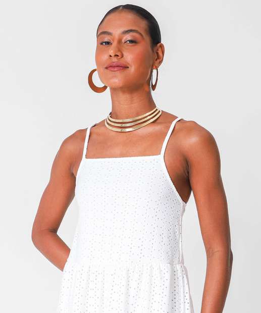 Vestido Feminino Laise Alças Finas Marisa Branco