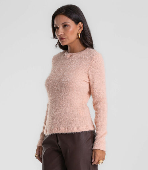 Blusa Feminina Manga Longa Tricô Felpudo Endless Rosa