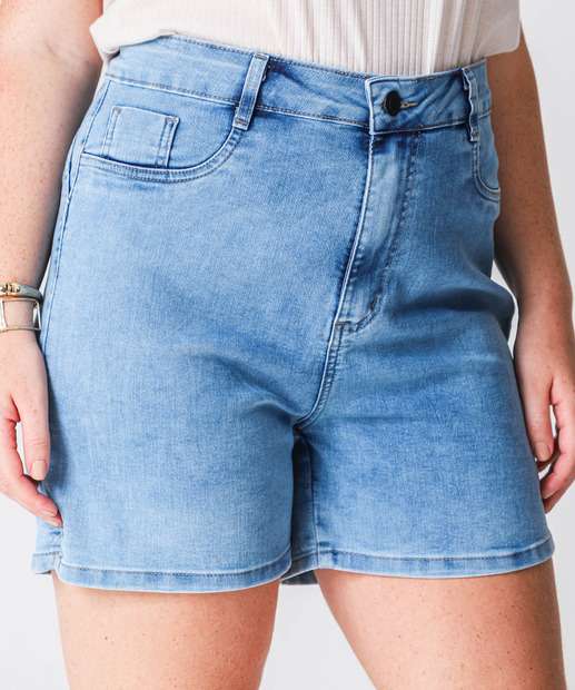 Bermuda Plus Size Feminina Jeans Sawary Azul