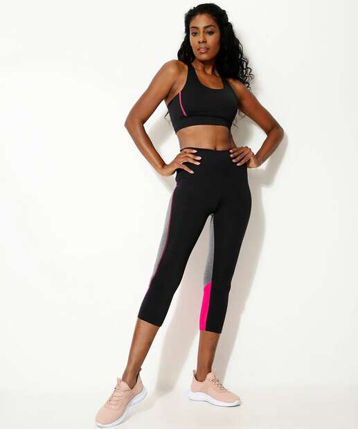 Calça Feminina Fitness Corsário Recortes
