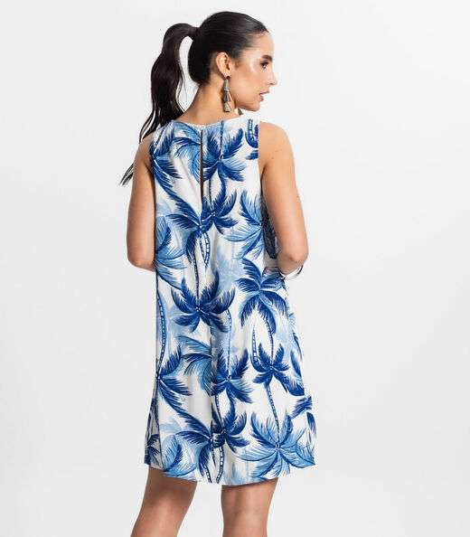 Vestido Feminino Curto De Viscose Select Azul