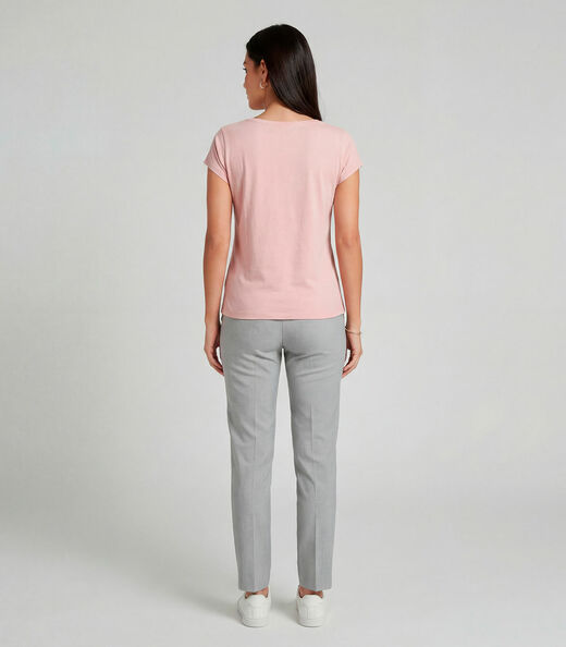 Blusa Feminina Meia Malha Com Estampa Infinita Cor Rosa