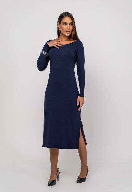 Image_Vestido Midi M/L Decote Canoa Canelado Azul Salvatore