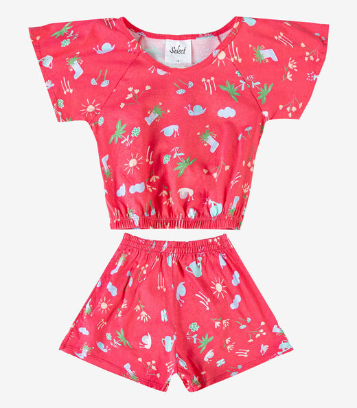 Conjunto Infantil Menina Blusa E Short Select Rosa