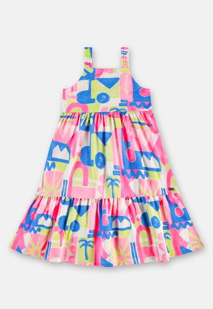 Vestido Midi Algodão Alças Up Baby