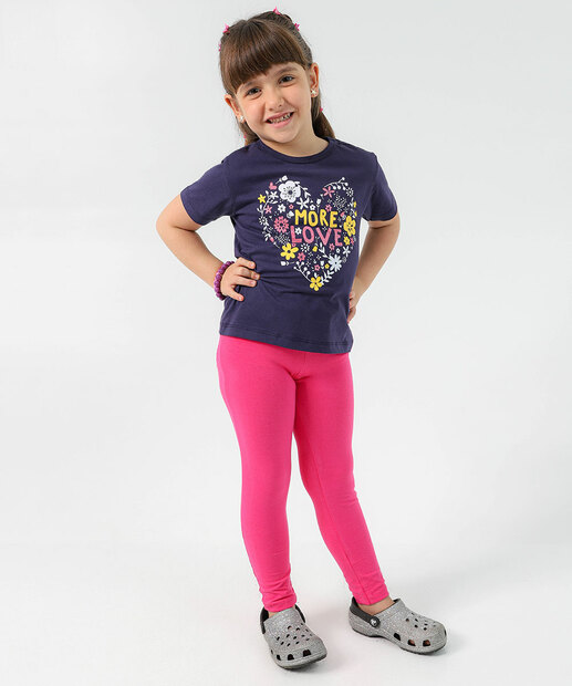 Blusa Infantil Manga Curta Estampada Marisa Tam 4 a 10 Azul