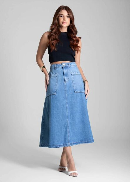 Saia Jeans Sawary Midi - 281981