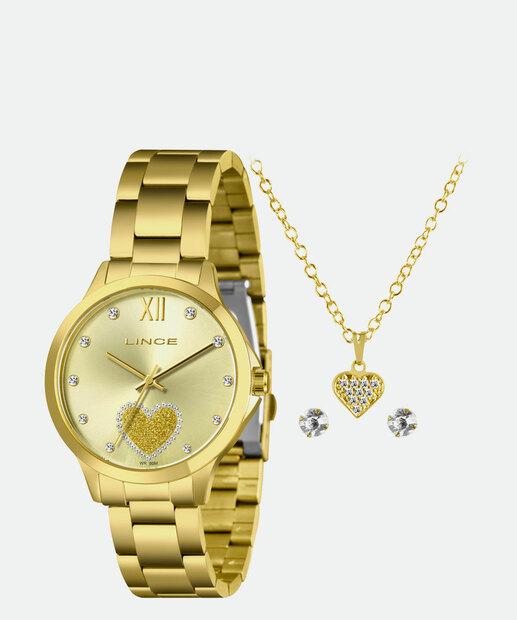 Kit Relógio Feminino Strass Lince LRG4808L40 KBPGCCKX