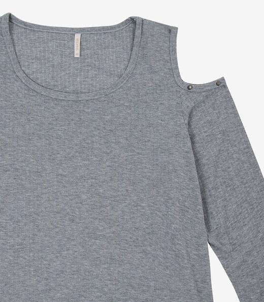 Blusa Feminina Plus Size Ribana Canelada RechSul Cinza